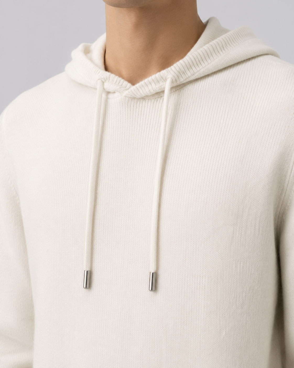 Men's Wool Knit Hoodie – Drawstring Hood, Regular Fit