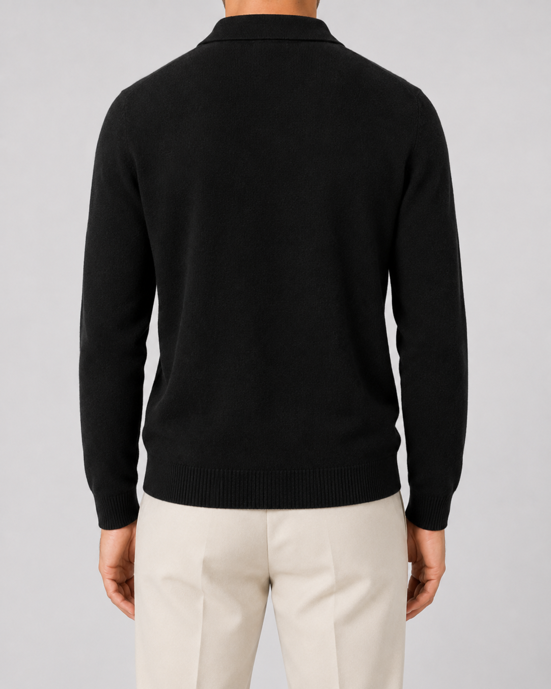 Men's Knitted Polo Jumper – Wool Knit, Button Placket