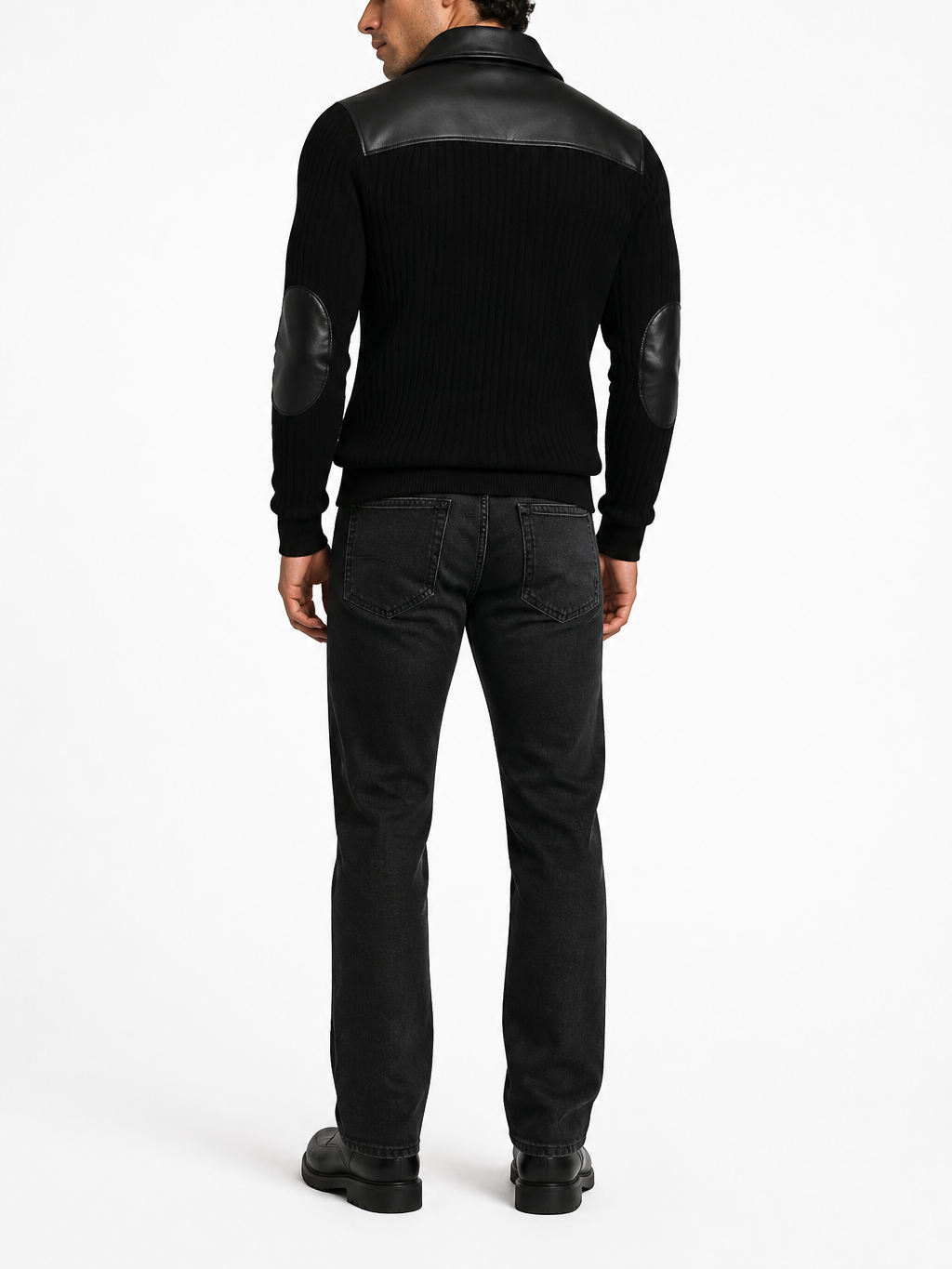 Men's Zip Neck Jumper – Colour Block Knit, Stand Collar