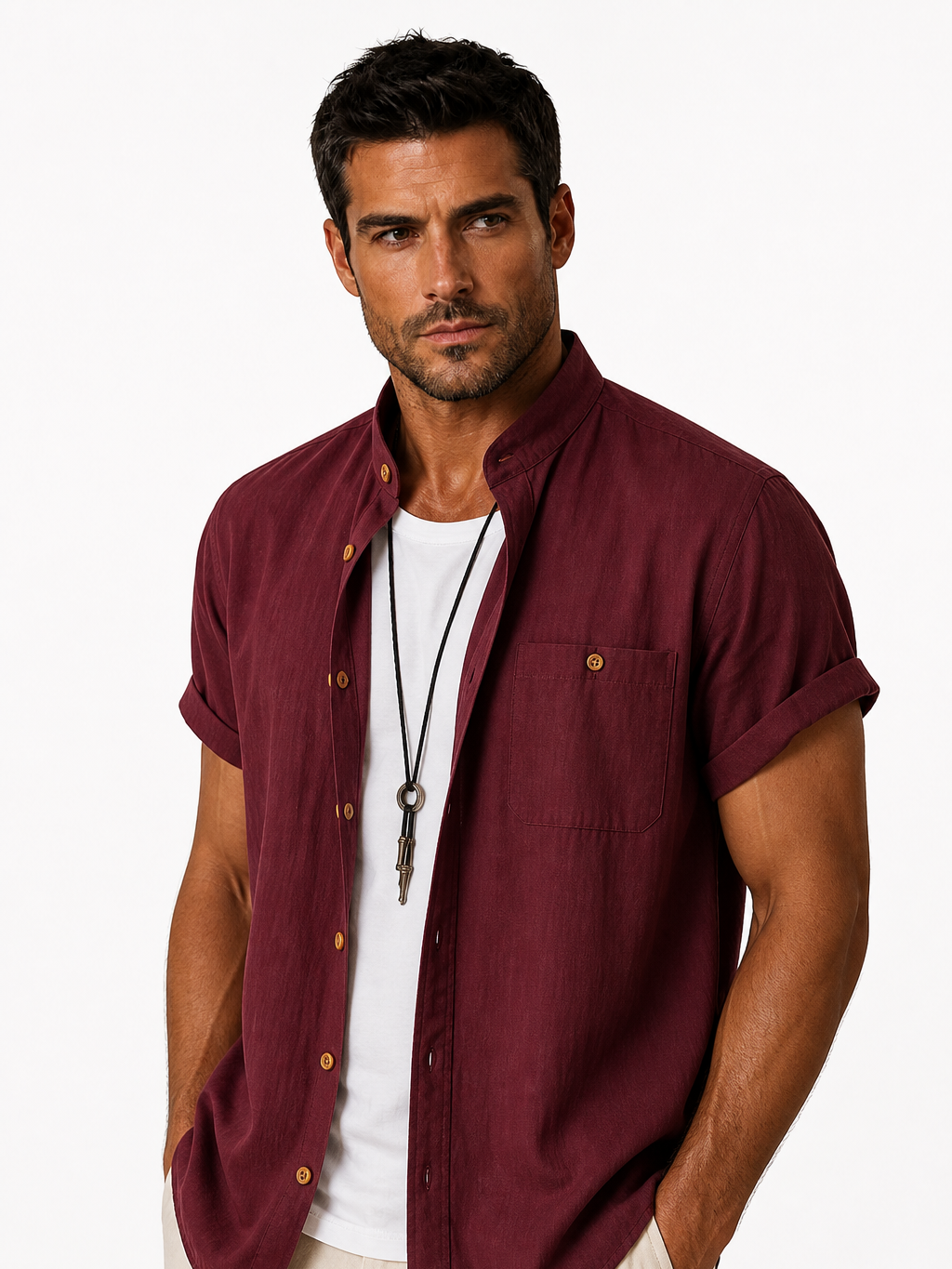 Men's Cotton Shirt – Classic Button Front, Relaxed Fit