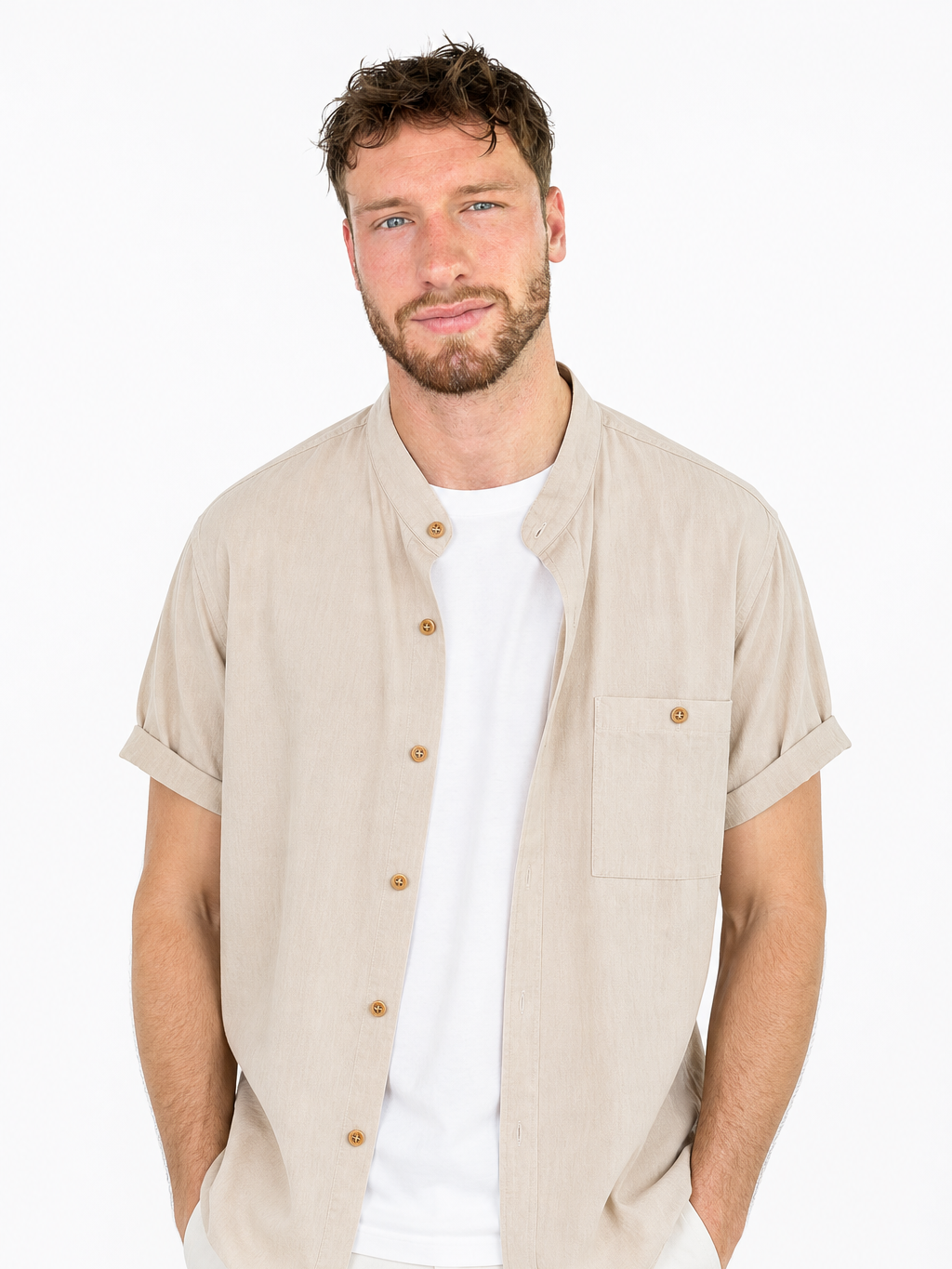 Men's Cotton Shirt – Classic Button Front, Relaxed Fit
