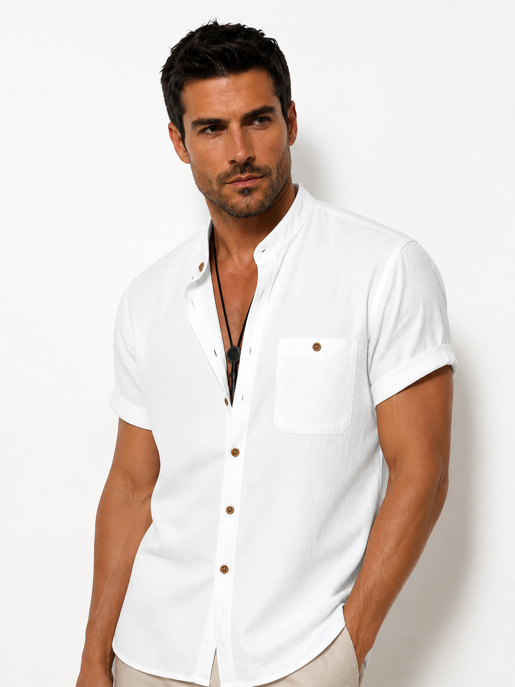 Men's Cotton Shirt – Classic Button Front, Relaxed Fit