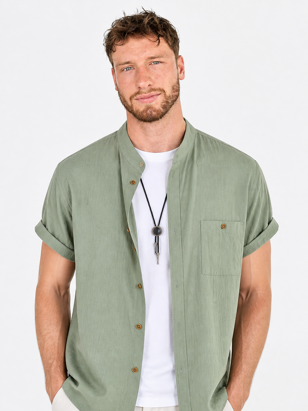 Men's Cotton Shirt – Classic Button Front, Relaxed Fit