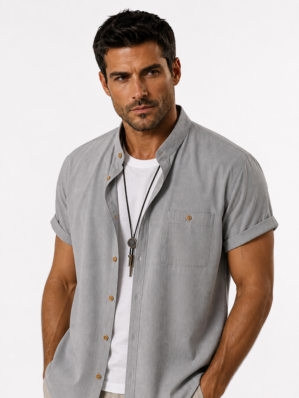 Men's Cotton Shirt – Classic Button Front, Relaxed Fit