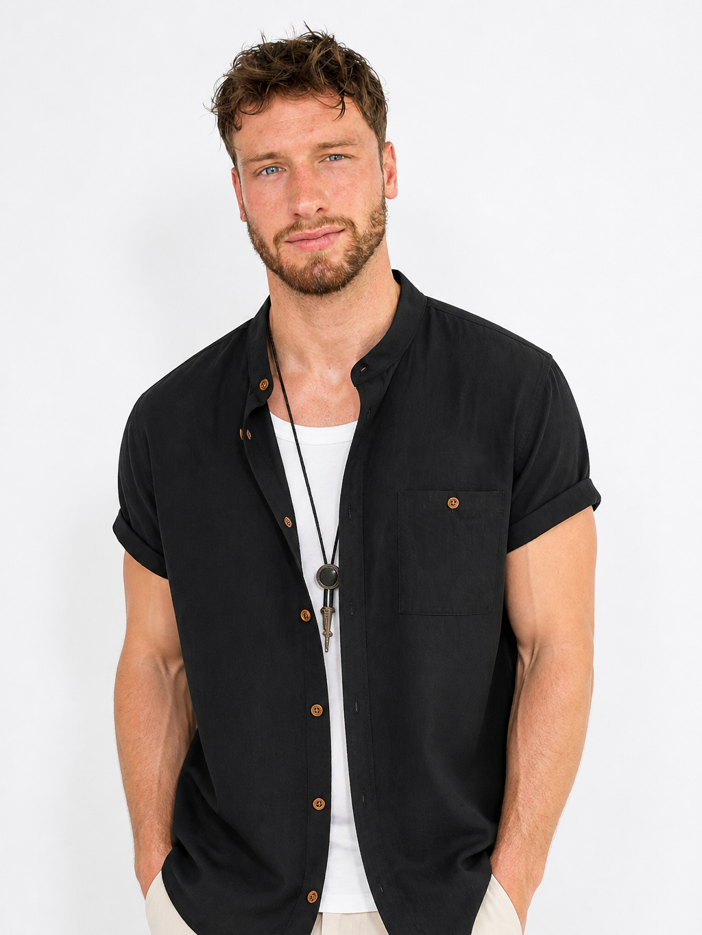 Men's Cotton Shirt – Classic Button Front, Relaxed Fit
