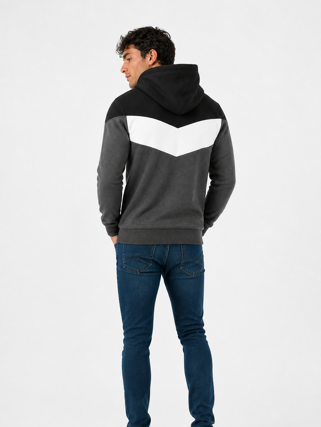Men's Lined Hoodie – Colour Block, Relaxed Fit