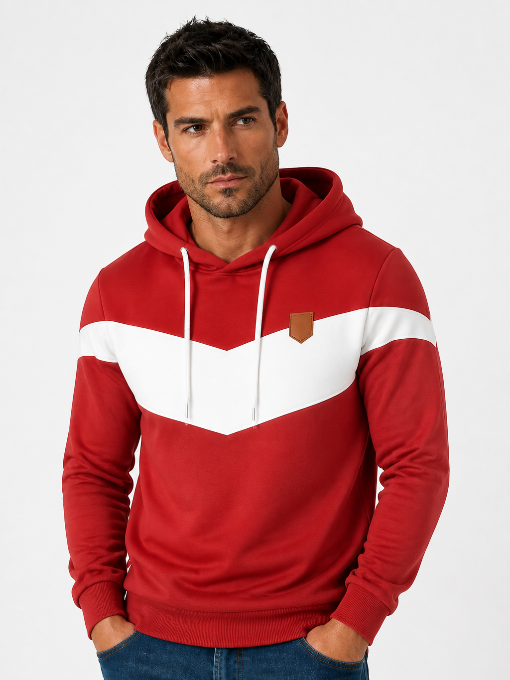 Men's Lined Hoodie – Colour Block, Relaxed Fit