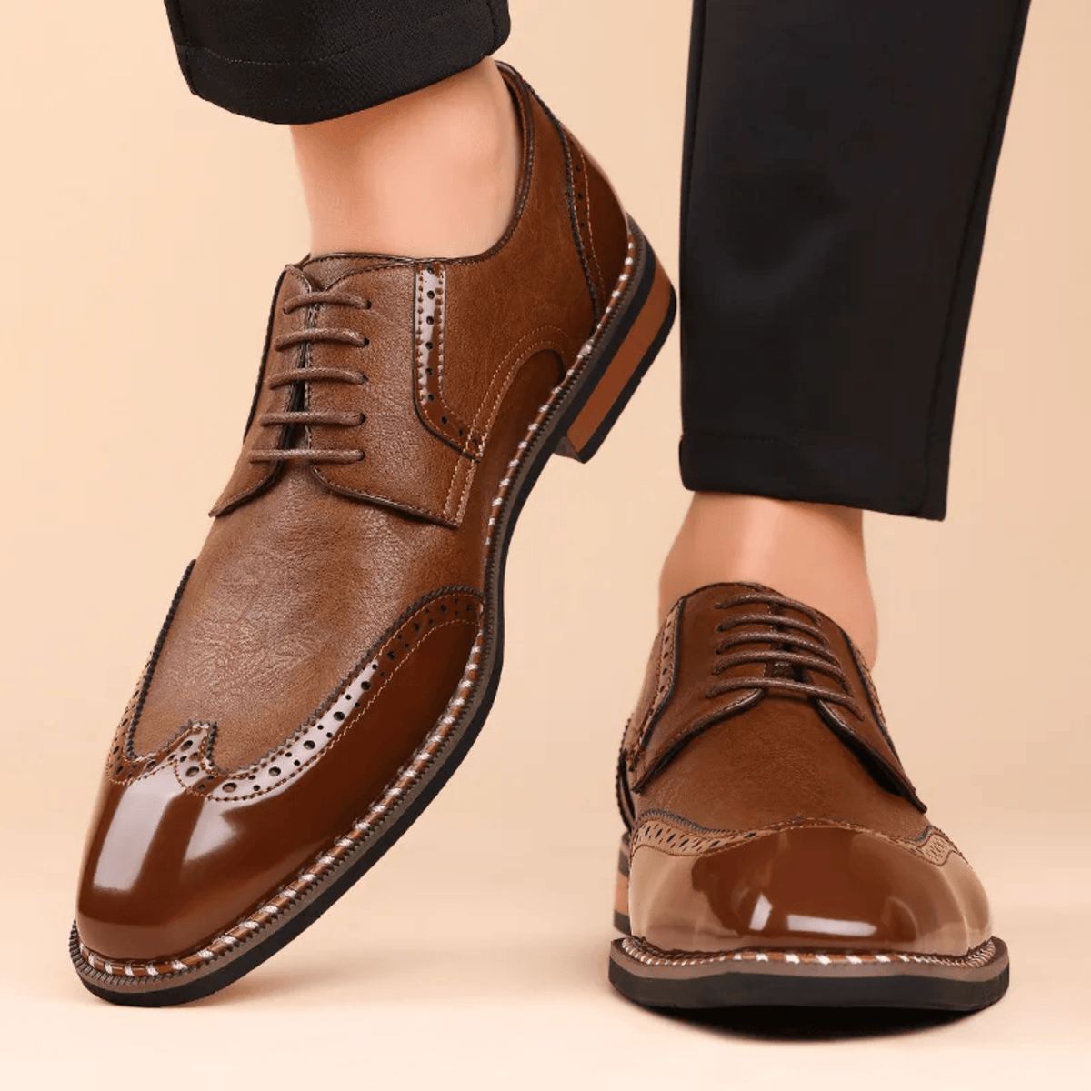 Men's Two Tone Oxford Shoes – Full Grain Leather, Lace-Up