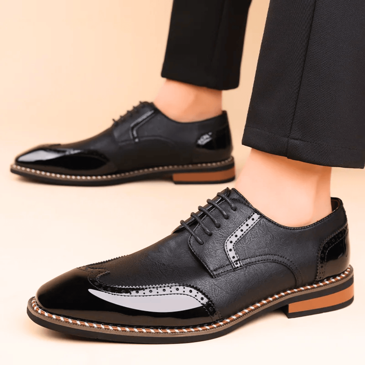 Men's Two Tone Oxford Shoes – Full Grain Leather, Lace-Up