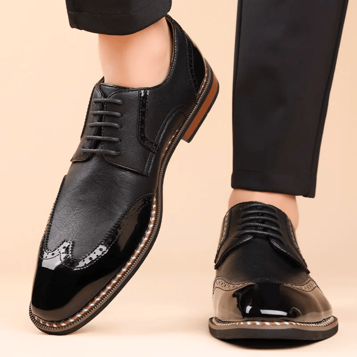 Men's Two Tone Oxford Shoes – Full Grain Leather, Lace-Up