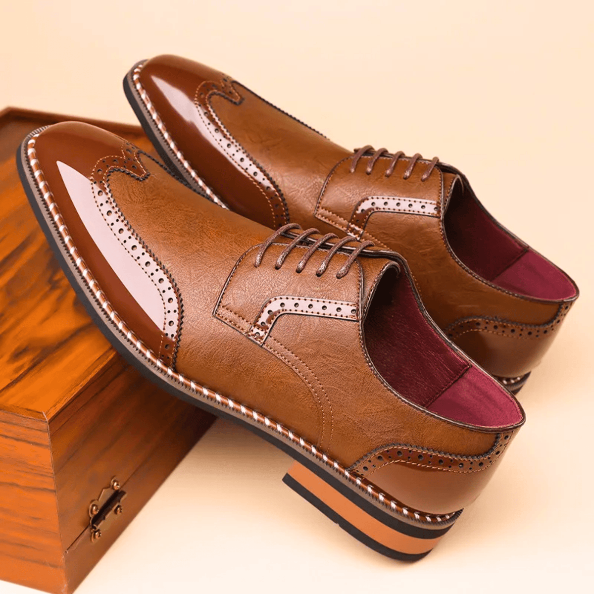 Men's Two Tone Oxford Shoes – Full Grain Leather, Lace-Up