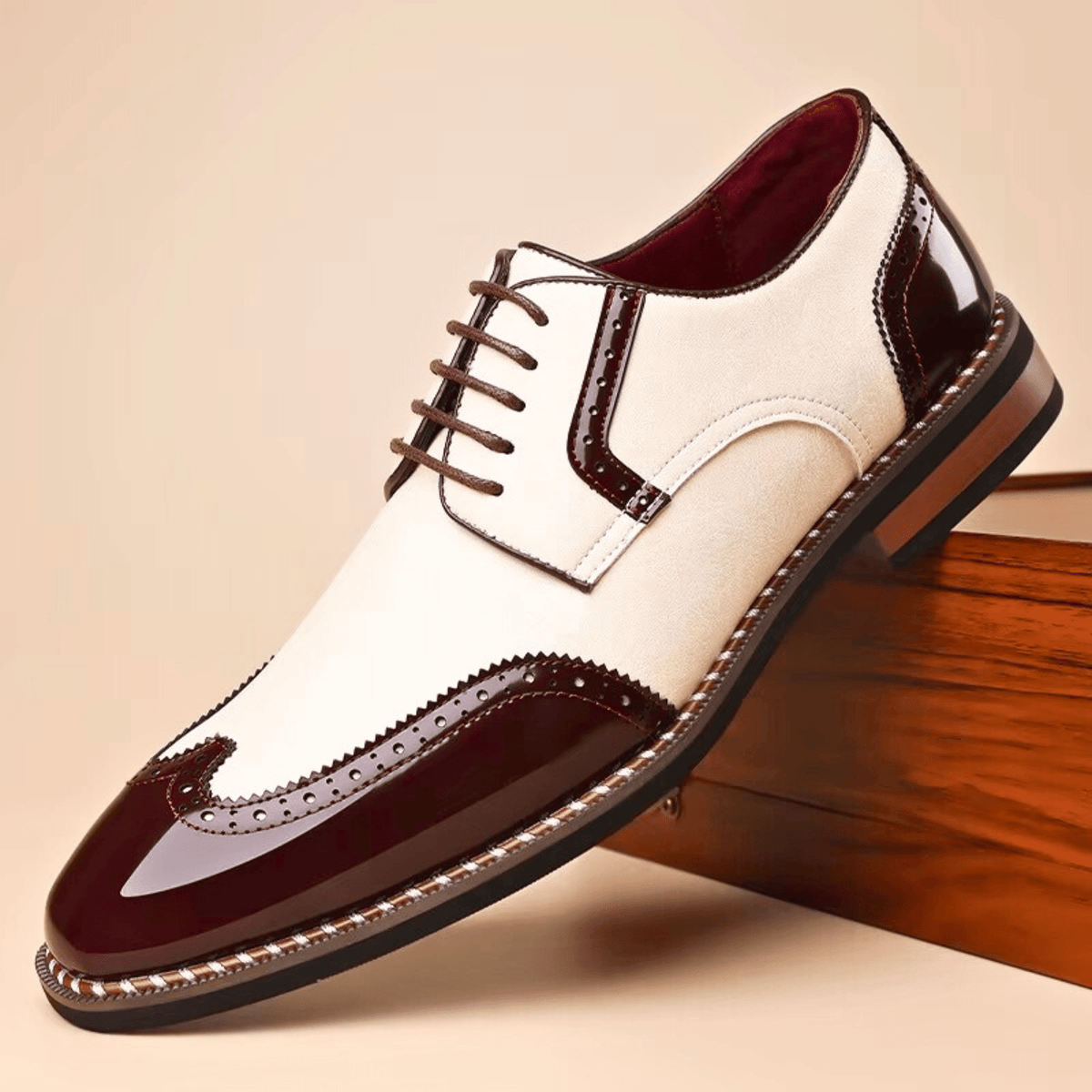 Men's Two Tone Oxford Shoes – Full Grain Leather, Lace-Up