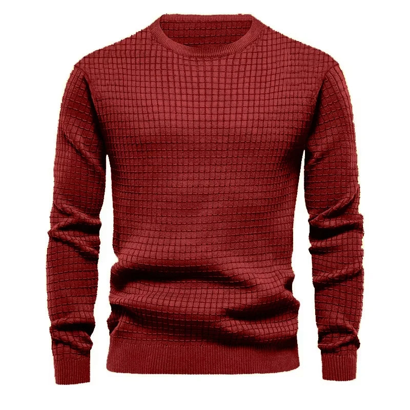 Men's Textured Knit Crew Neck Jumper – Timeless Fit