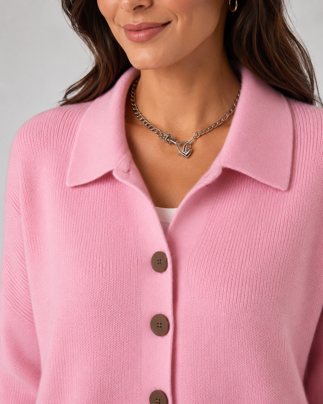 Women's Collared Knit Cardigan – Button Front, Stretch Fabric