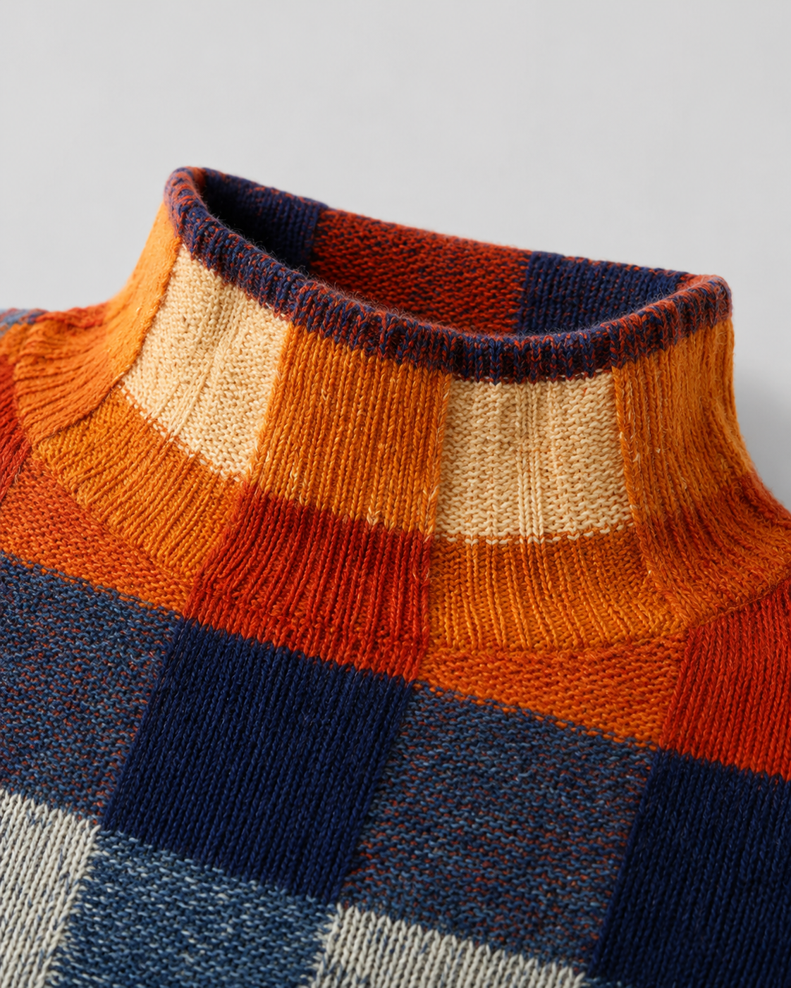 Women's Check Knit Turtleneck Jumper – Relaxed Fit
