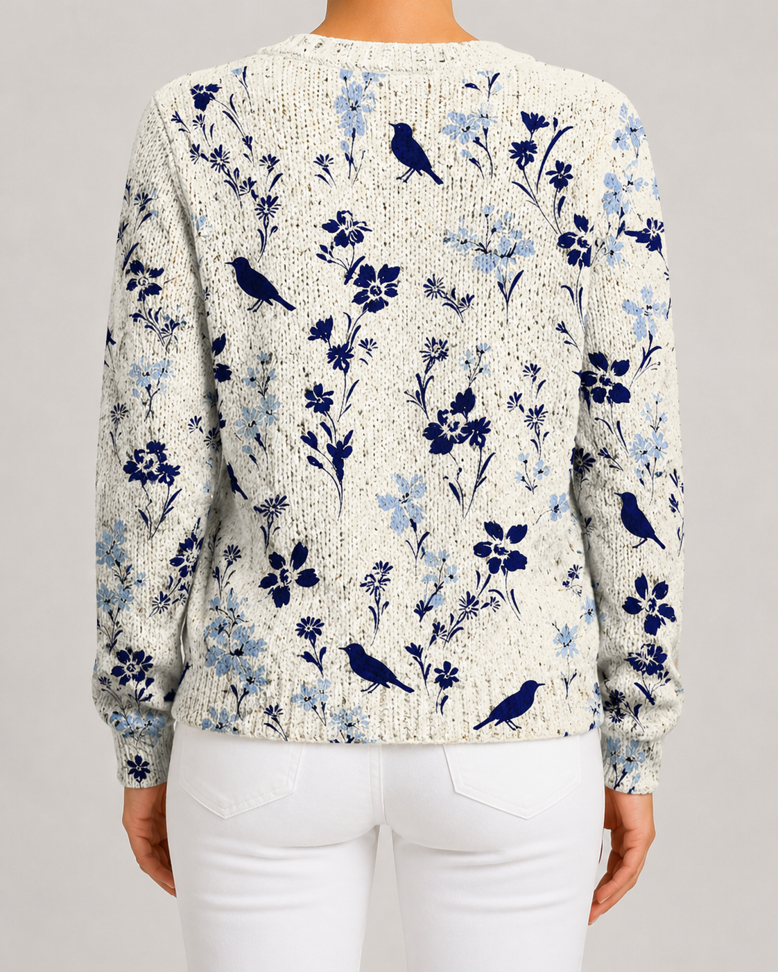 Women's Floral Knit Cardigan – Button Front, Relaxed Fit