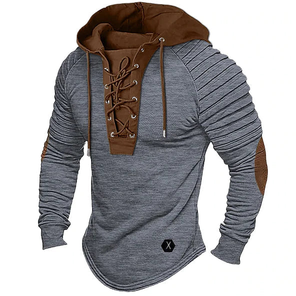 Men's Knitted Hoodie Jumper – Wool Cashmere Blend, Lace-Up Front