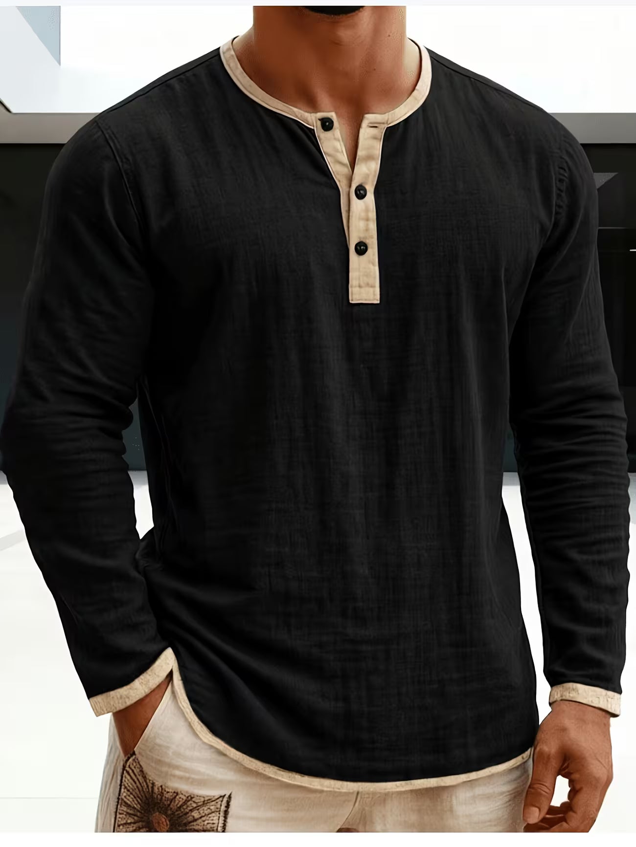 Men's Linen Button-up Beach Shirt