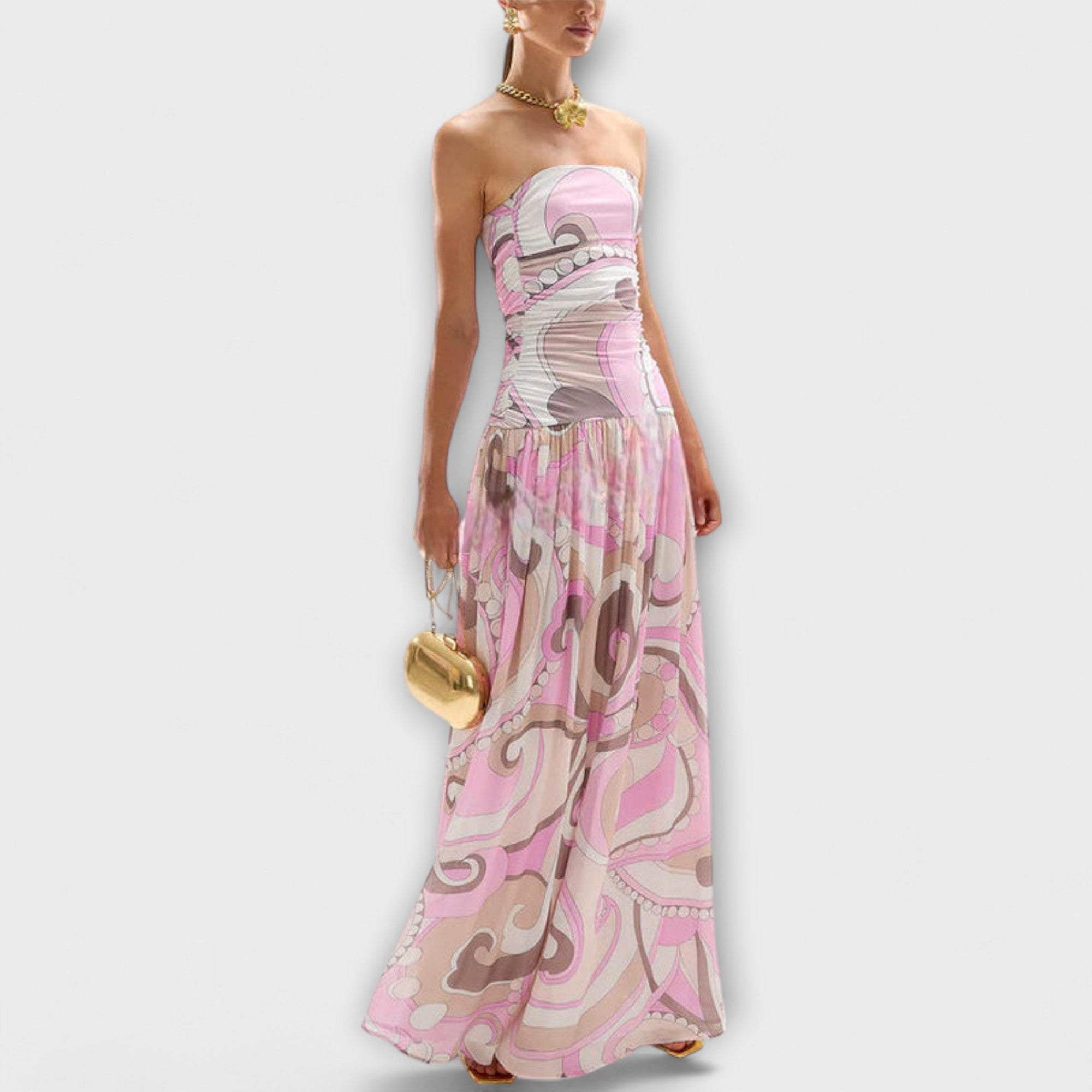 Stunning Pastel Off-Shoulder Maxi Dress