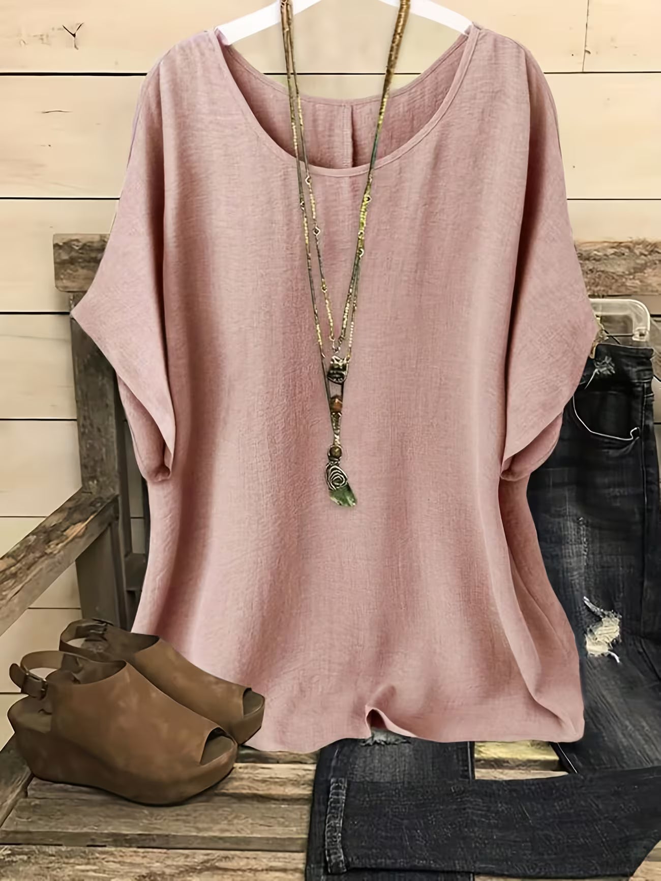 Women's Relaxed Fit Summer Short Sleeve Top Shirt