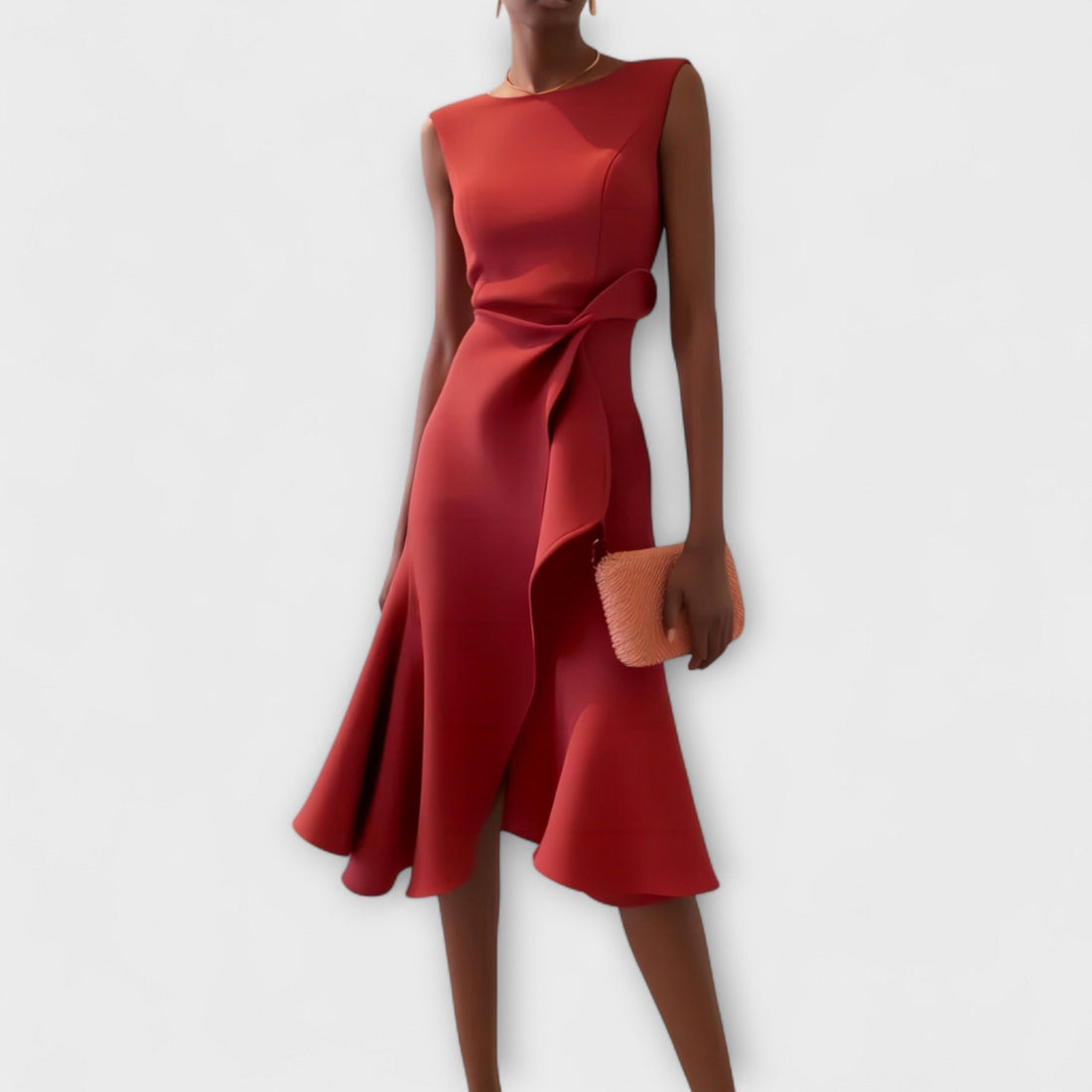 Women Green Asymmetric Sleeveless Midi Dress