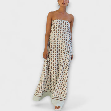 Unique Geometric Off-Shoulder Maxi Dress