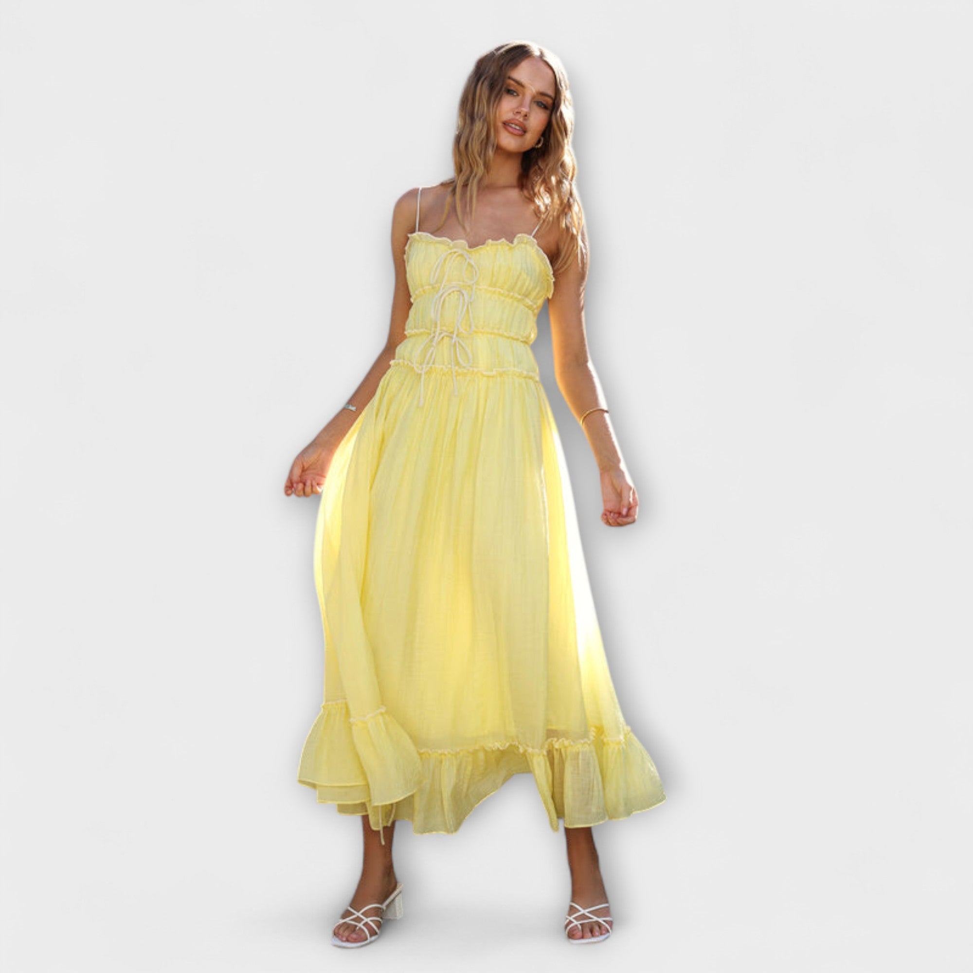 Ruffled Hem Sleeveless Midi Dress