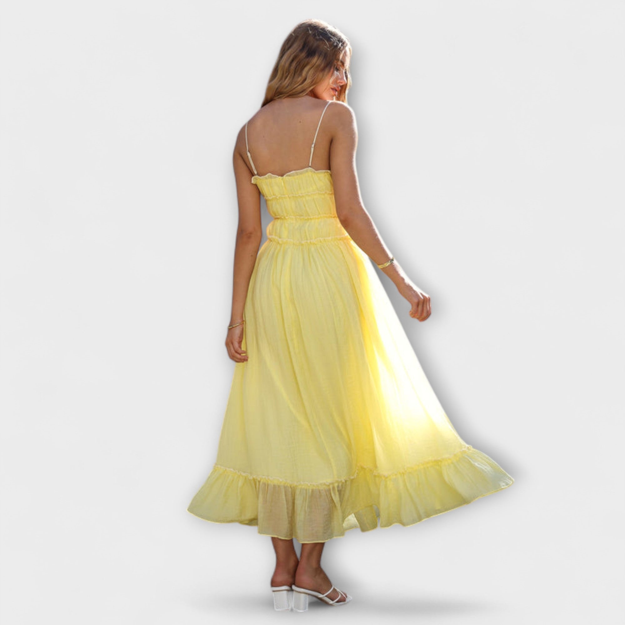 Ruffled Hem Sleeveless Midi Dress