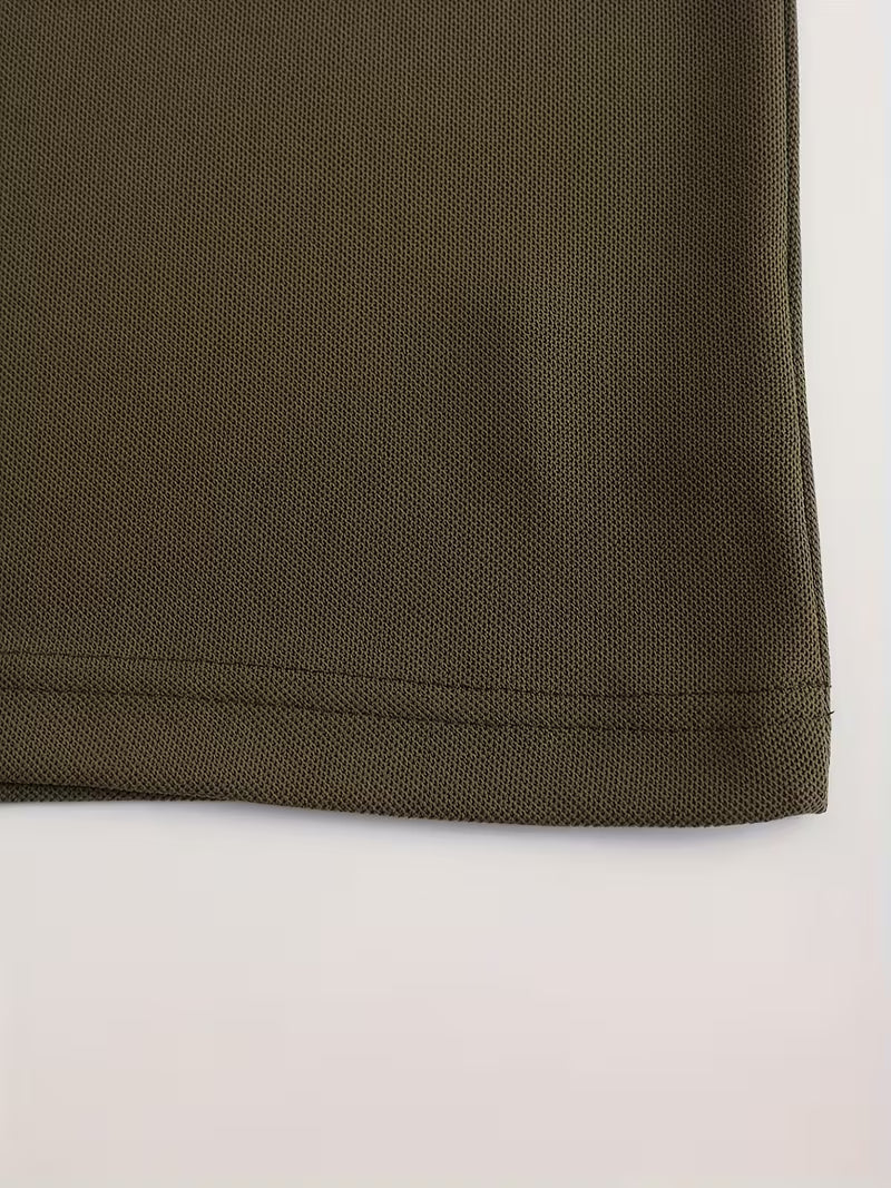 Men's Long Sleeve Rib-detail Stretch Golf Shirt