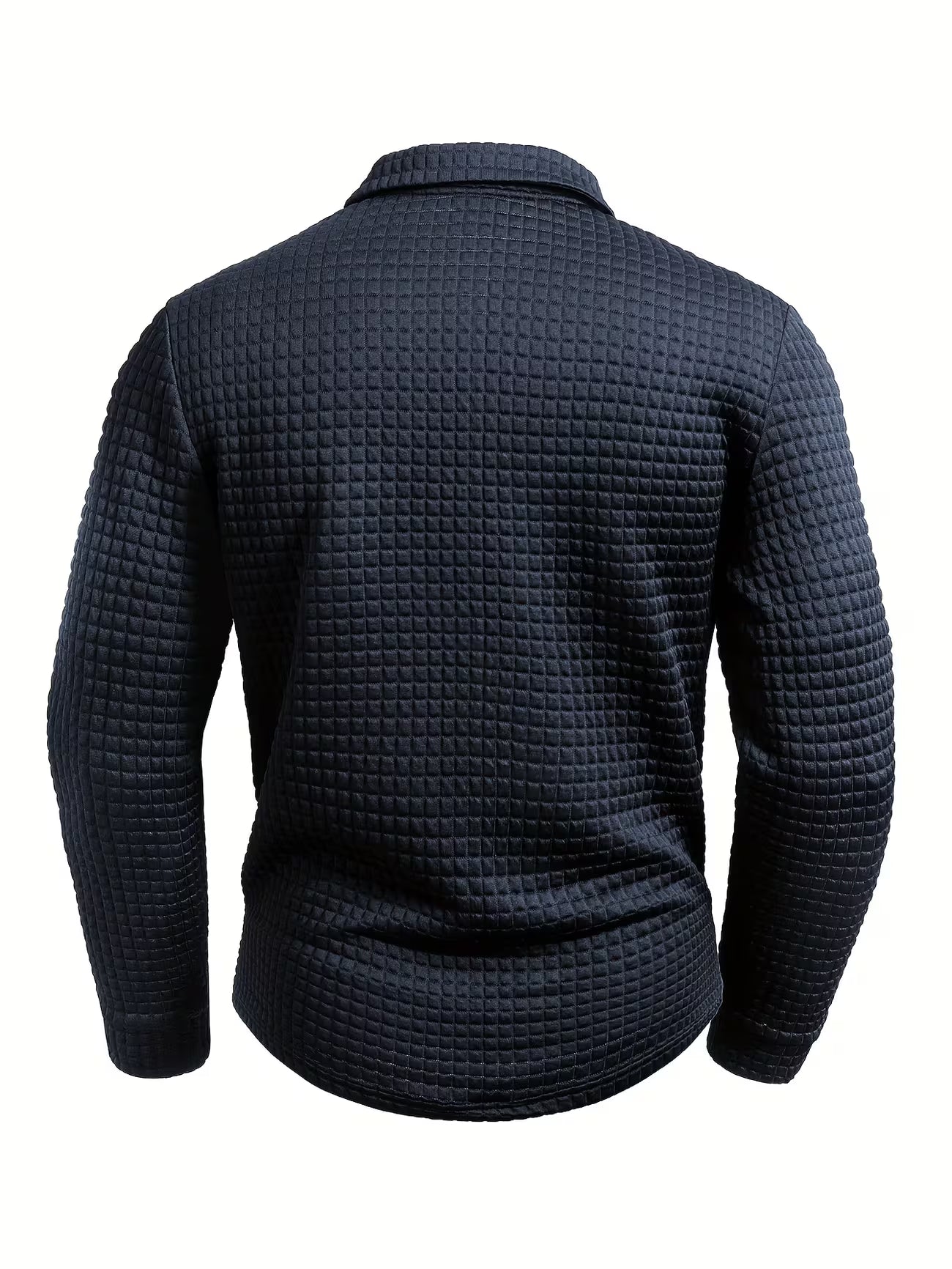 Men's Textured Grid Print Long Sleeve Lapel Shirt