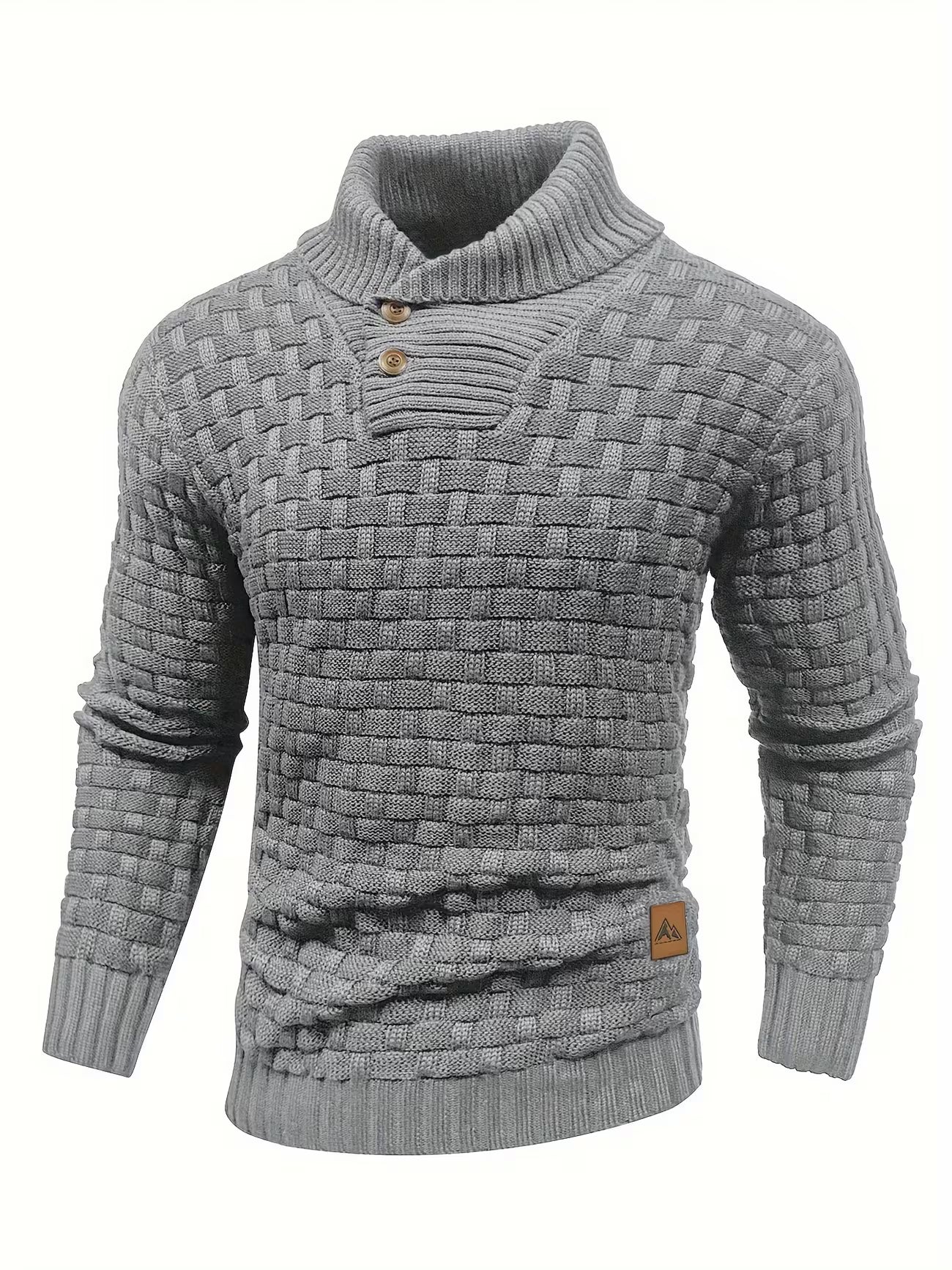 Men's Waffle Knit Button Front Casual Sweater Shirt