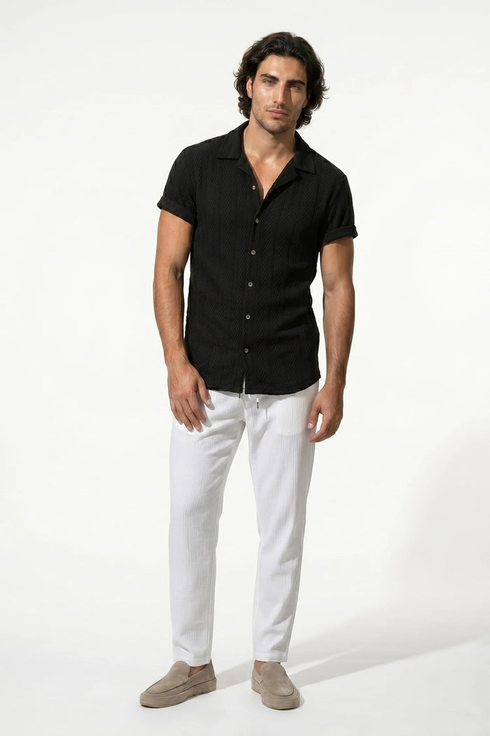 Men's Linen Look Co-ord Set – Shirt & Trousers, Tailored Fit