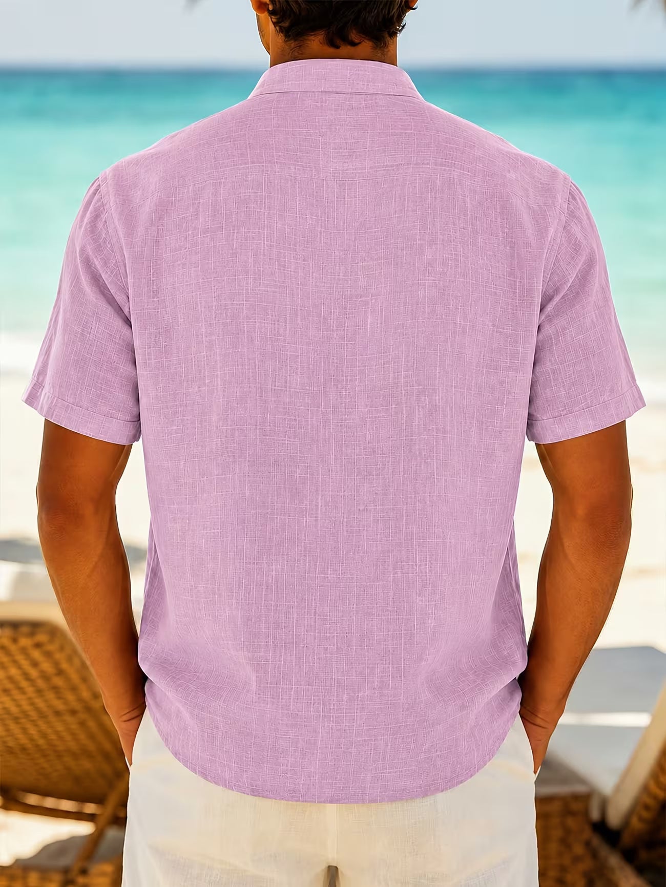 Men's Cotton Stand Collar Button Shirt