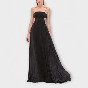 Chic Pleated Cutout Flowing Maxi Dress