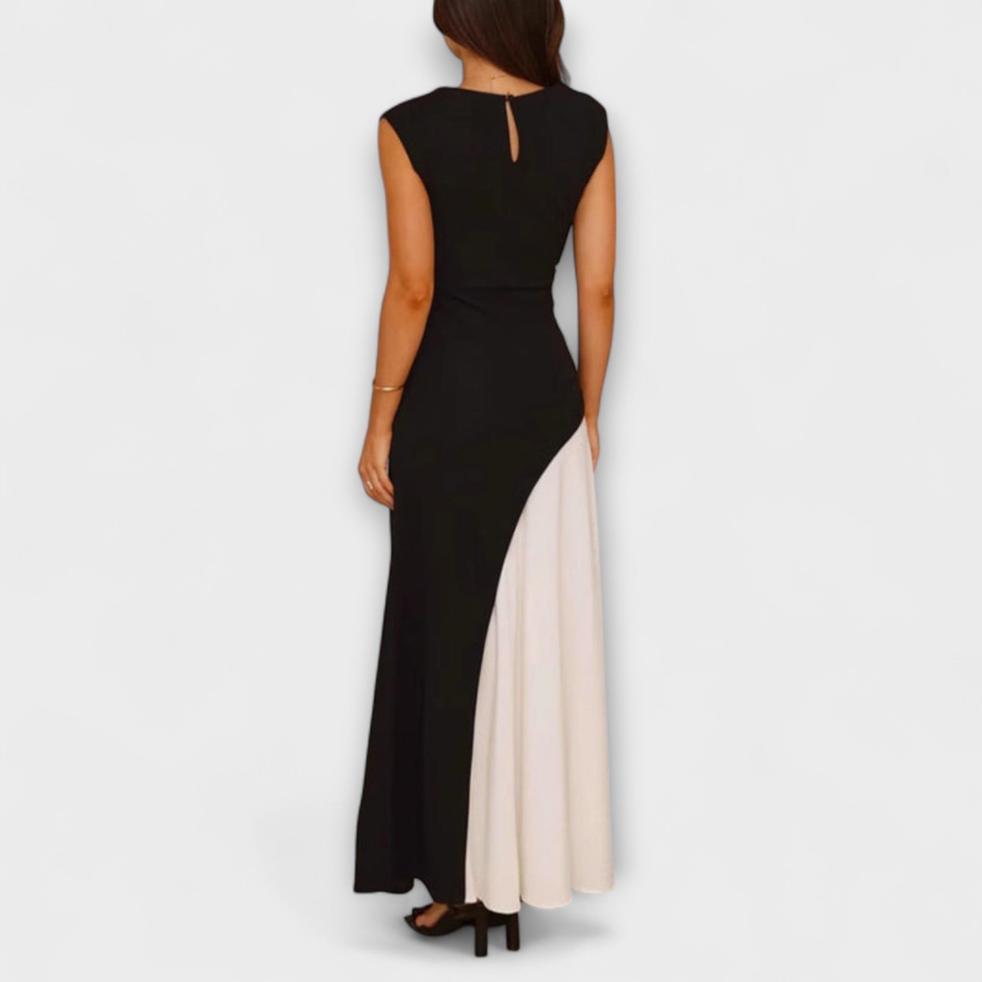 Monochrome Color Block Waist Dress