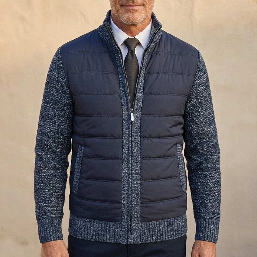 Men's Zip Cardigan – Ribbed Knit, Regular Fit
