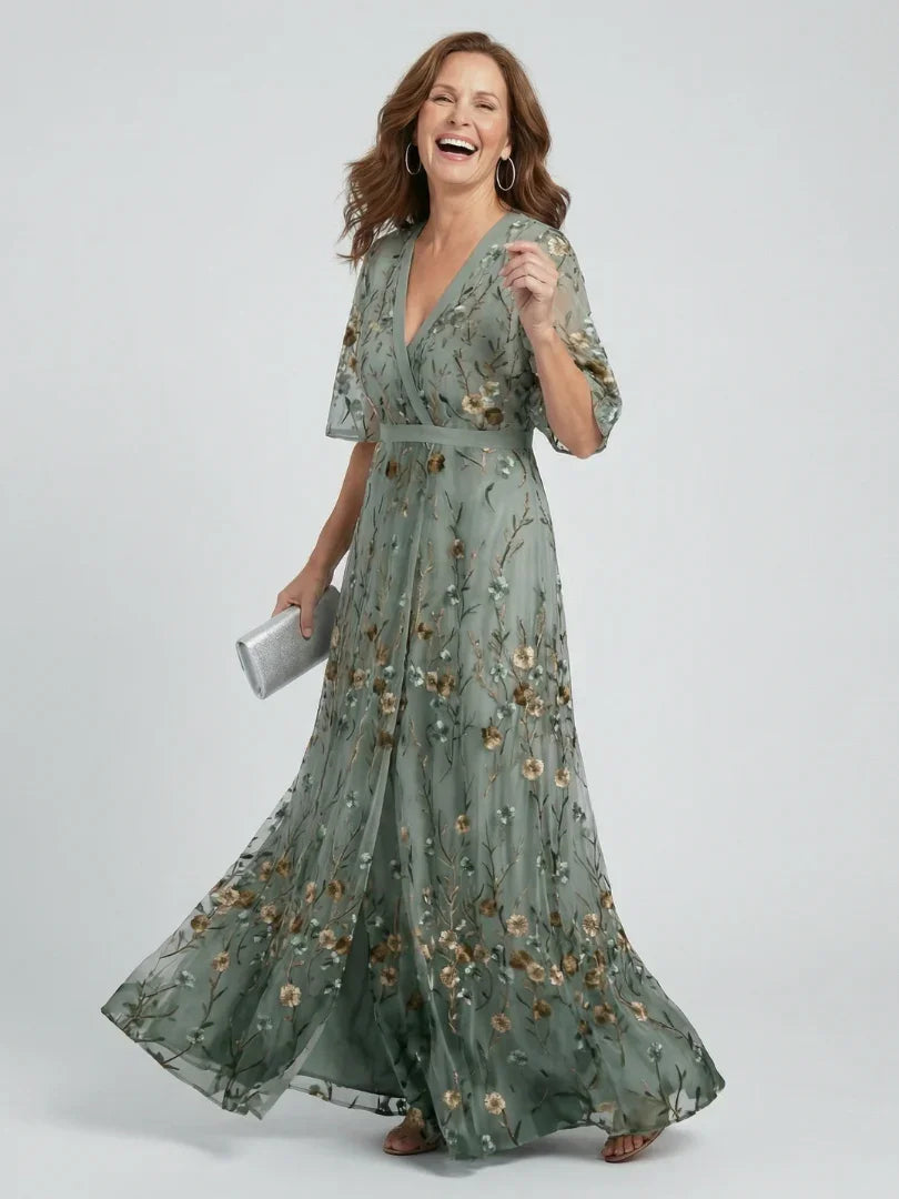 Women Sage Green Floral Halter Maxi Dress