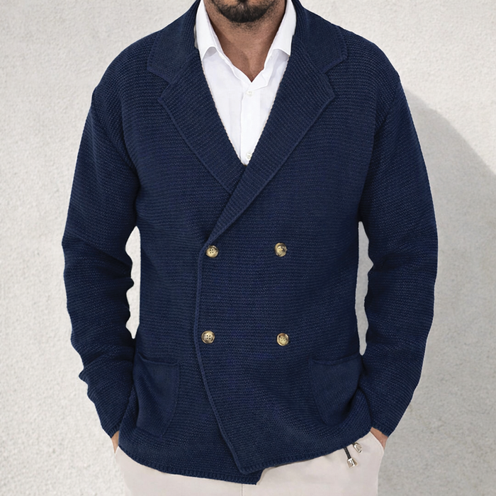 Men's Double Breasted Cardigan – Knitted, Slim Fit