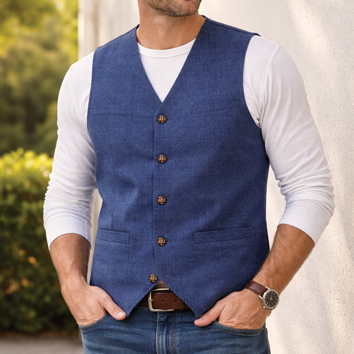 Men's Denim Gilet – Slim Fit, Button Front