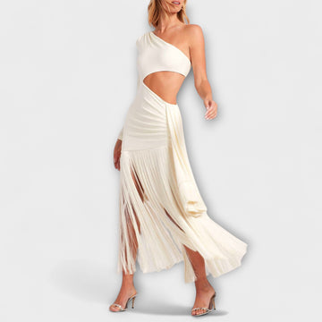 Eye-Catching Cutout Fringe Maxi Dress