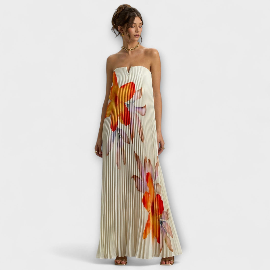 Sweetheart Maxi Dress In Orange Floral