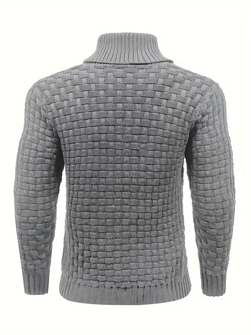 Men's Waffle Knit Button Front Casual Sweater Shirt