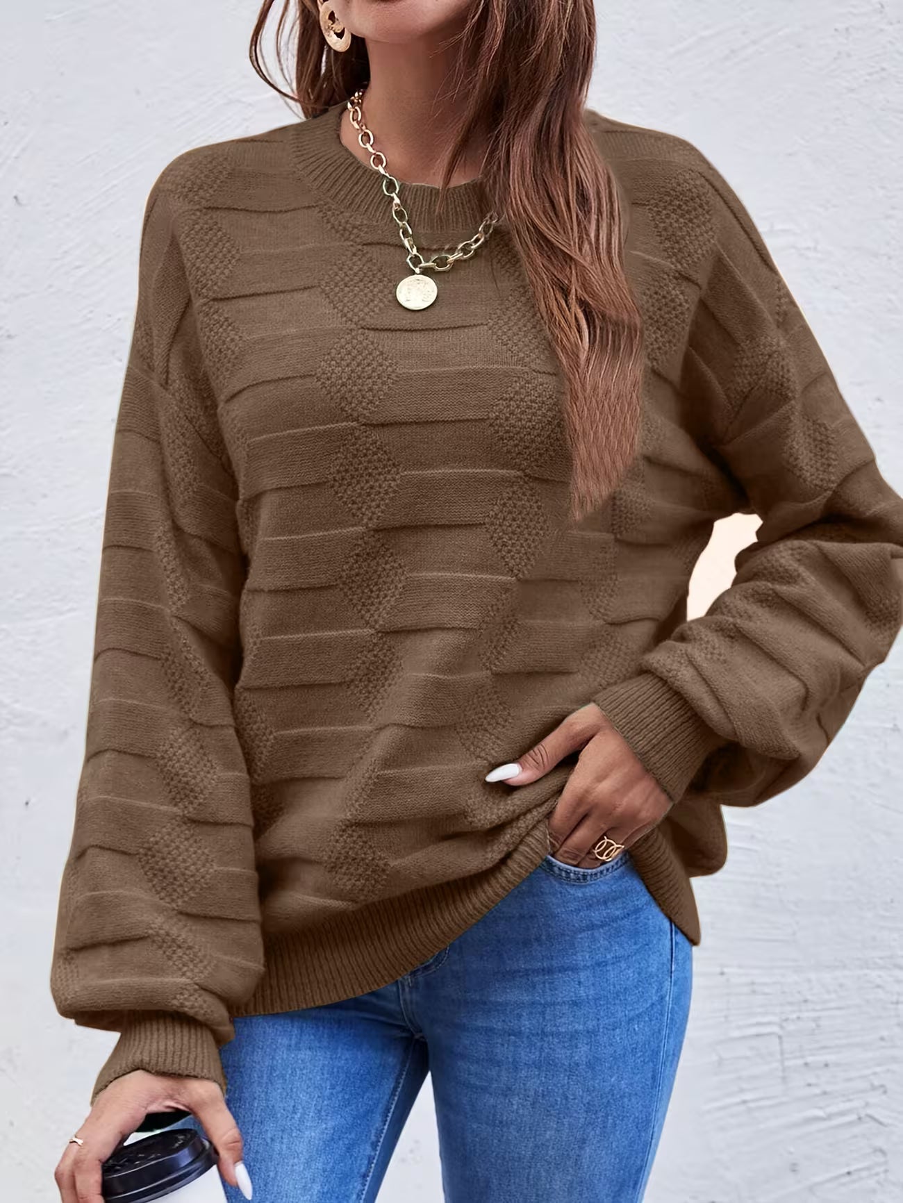Women's Casual Crew Neck Long Sleeve Sweater Shirt