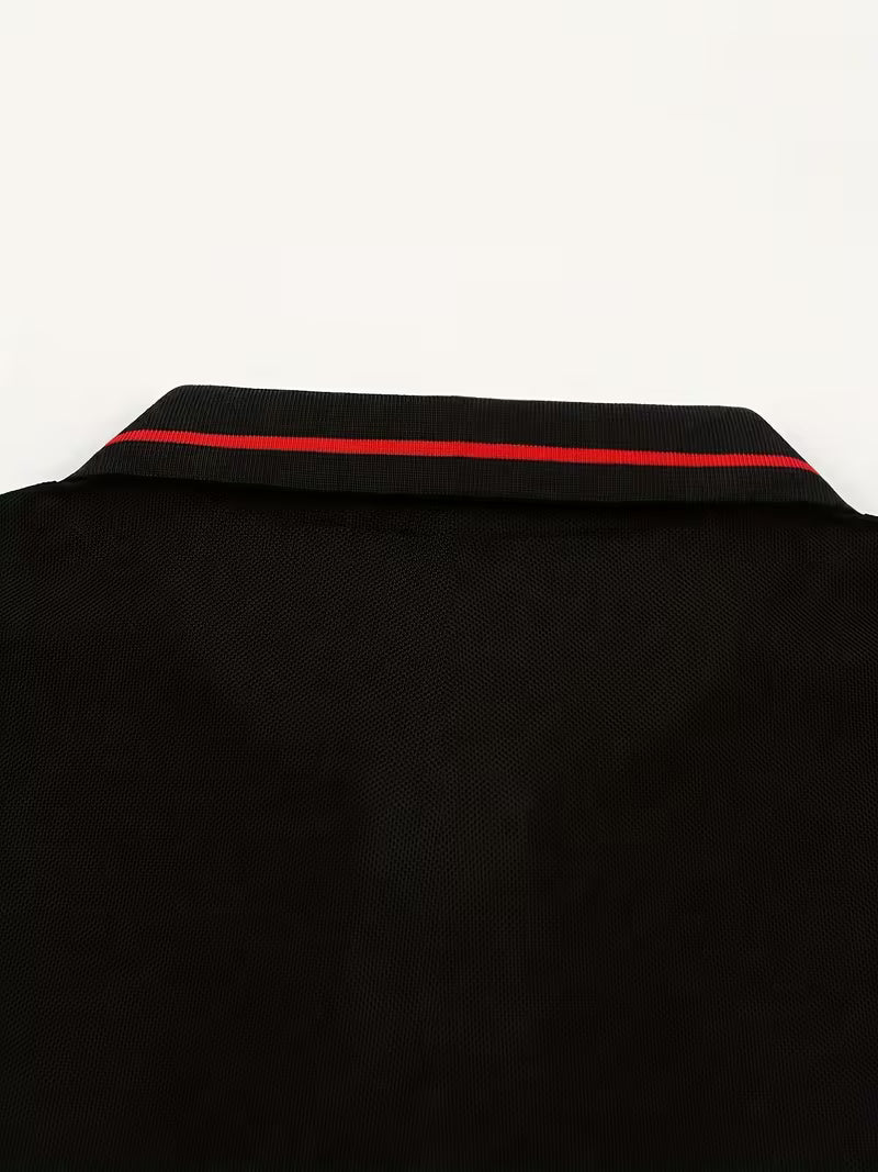 Men's Long Sleeve Rib-detail Stretch Golf Shirt