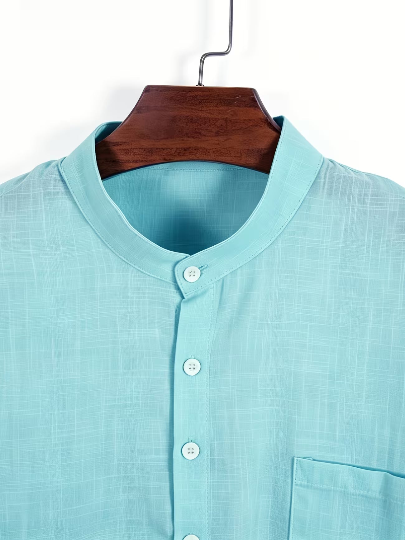 Men's Cotton Stand Collar Button Shirt