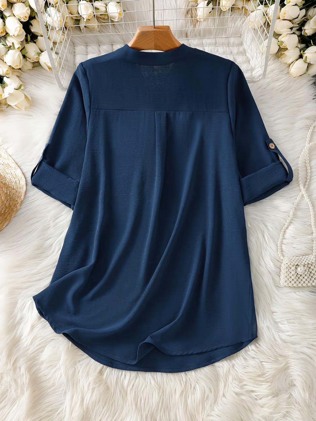 Women's Relaxed Short Sleeve Solid Color Shirt