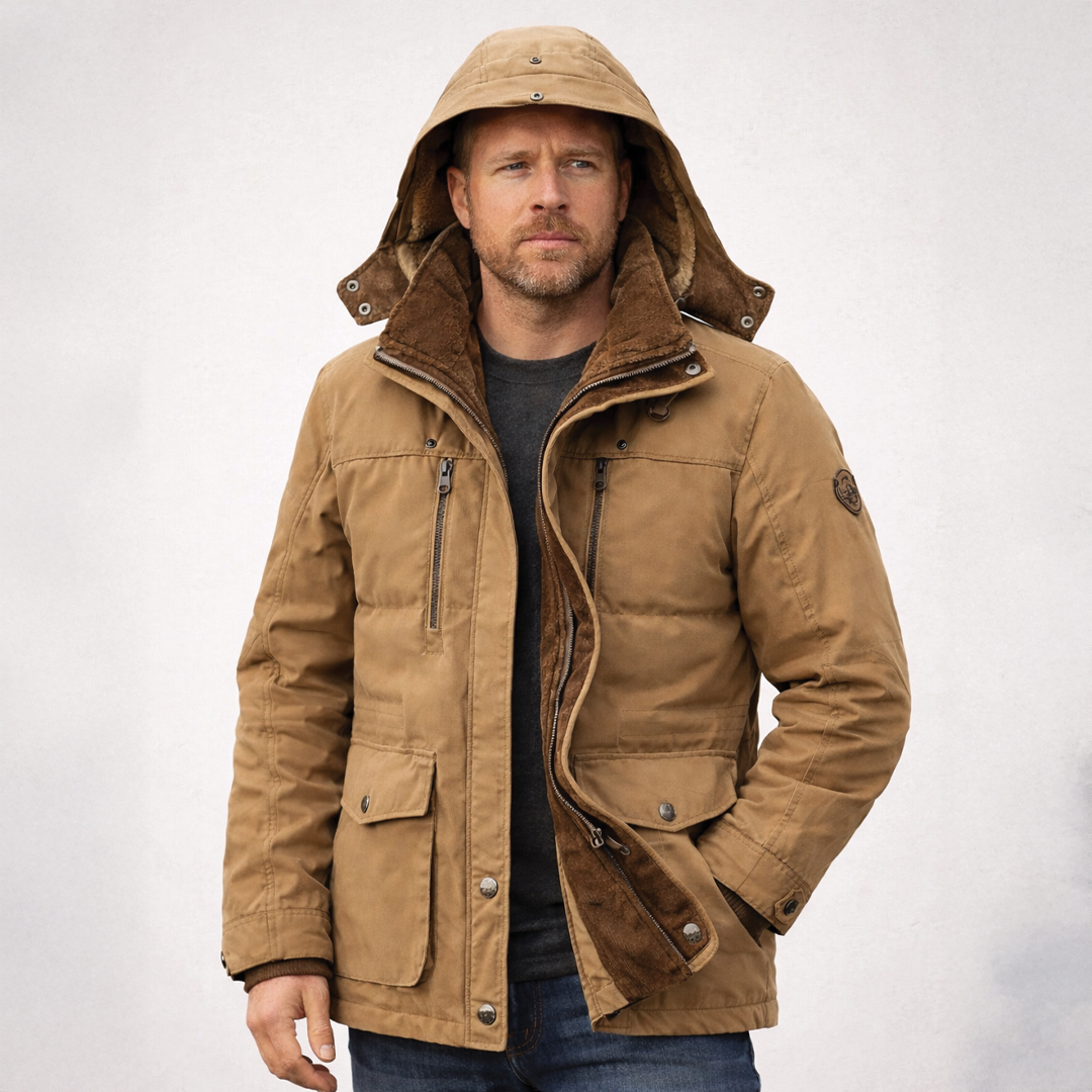 Men's Waterproof Winter Jacket – Hooded, Fleece Lined