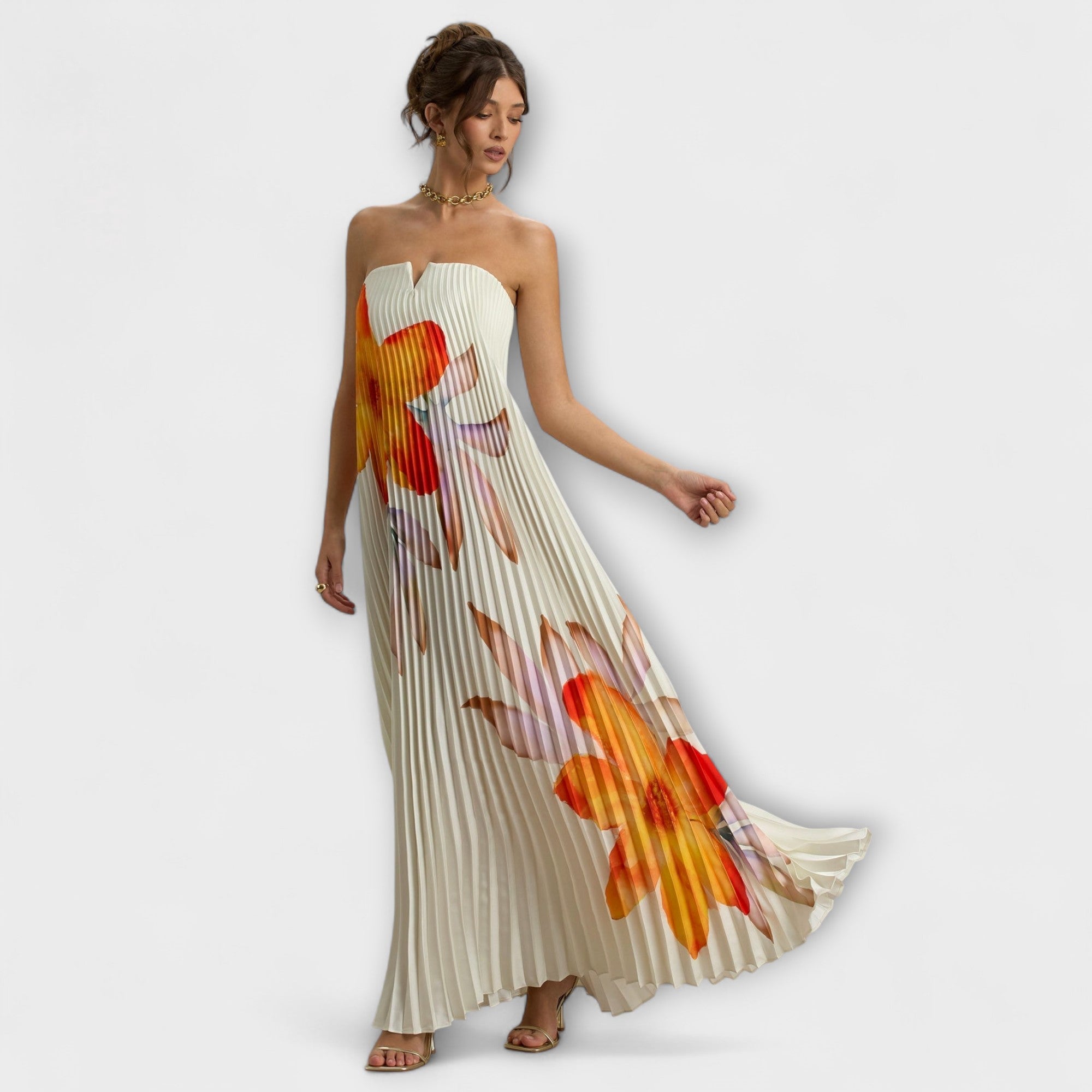 Sweetheart Maxi Dress In Orange Floral