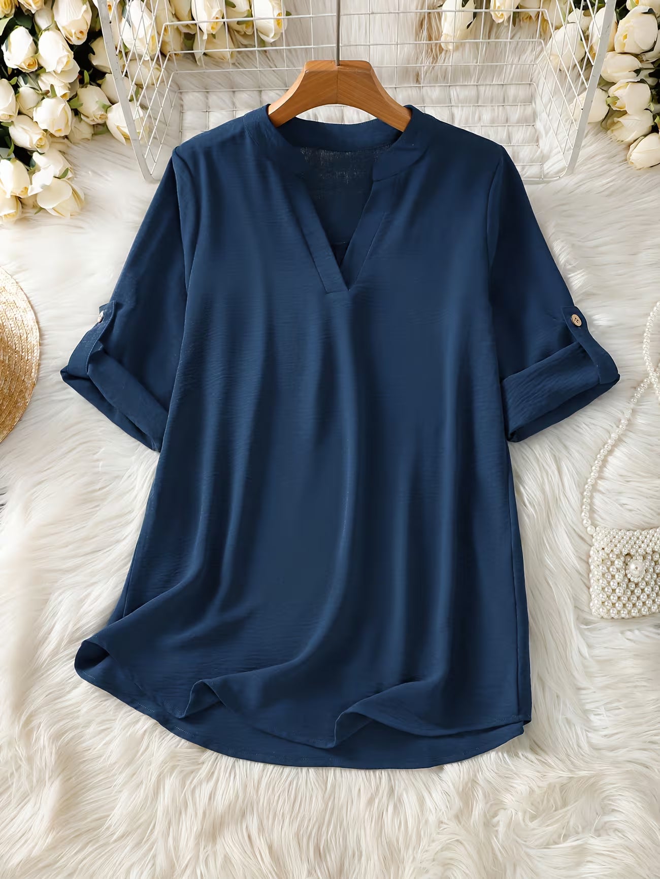 Women's Relaxed Short Sleeve Solid Color Shirt