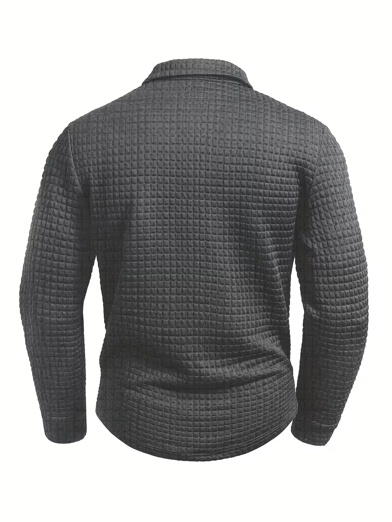 Men's Textured Grid Print Long Sleeve Lapel Shirt